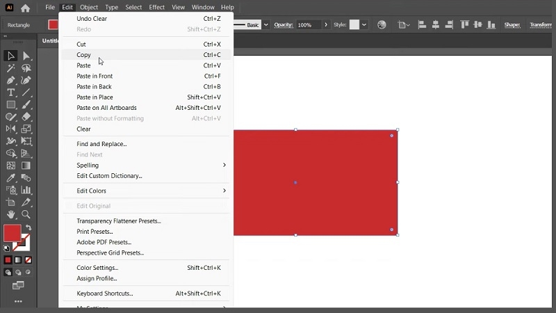 Phím tắt Adobe Illustrator với nhóm lệnh EDIT