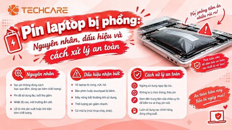 Pin laptop bị phồng: Nguyên nhân, dấu hiệu và cách xử lý an toàn