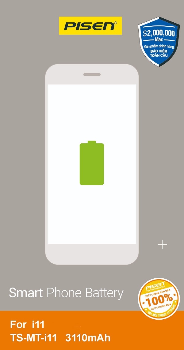 Pin Pisen For iPhone i11 - 3110mAh