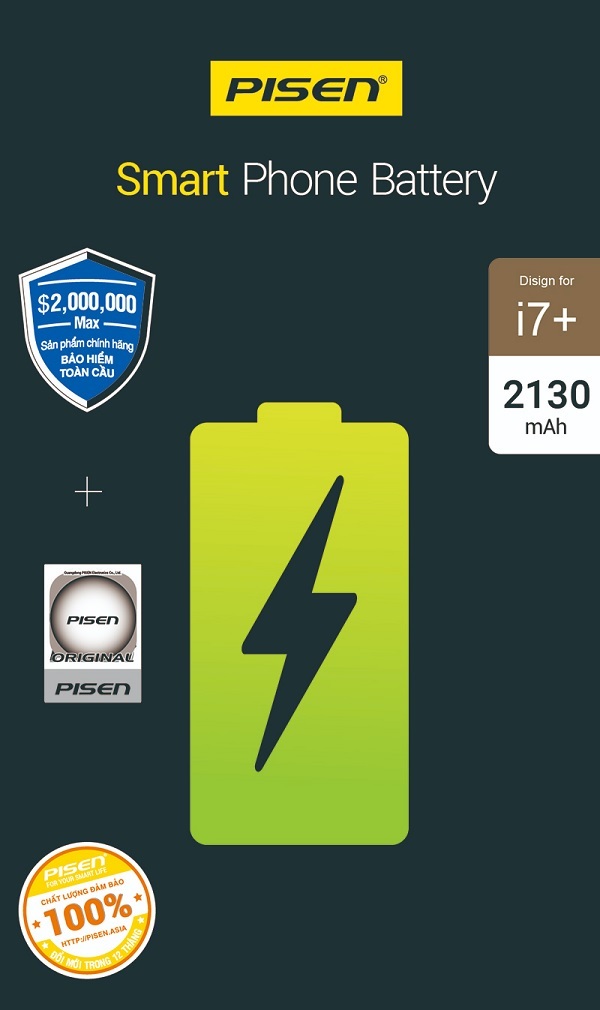 Pin Pisen For iPhone i7 - Dung lượng cao - 2130mAh