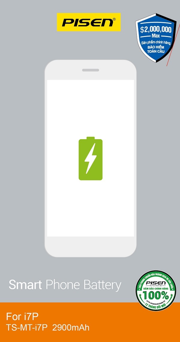 Pin Pisen For iPhone i7 Plus - 2900mAh