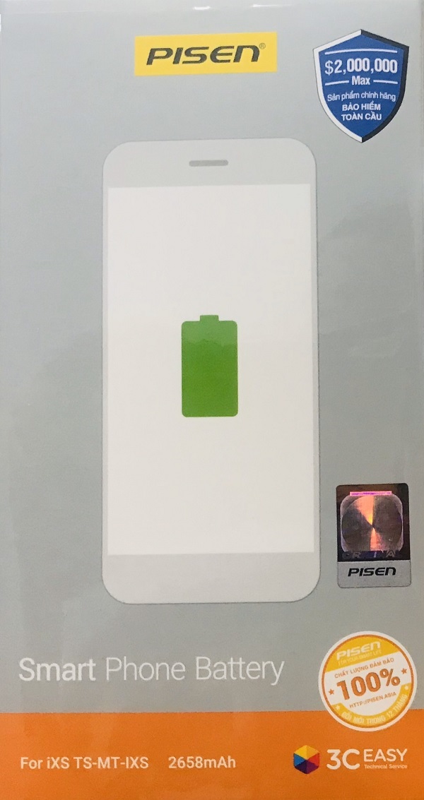 Pin Pisen For iPhone iXs - 2658mAh