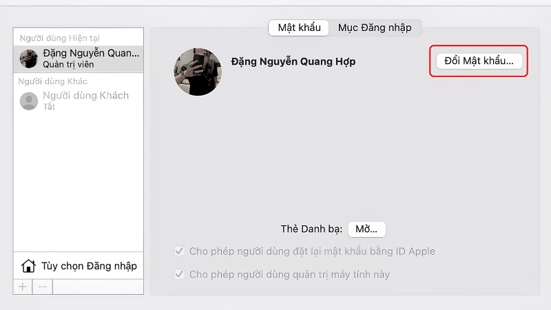 Hướng dẫn thay đổi mật khẩu MacBook trong Cài đặt hệ thống bước 3