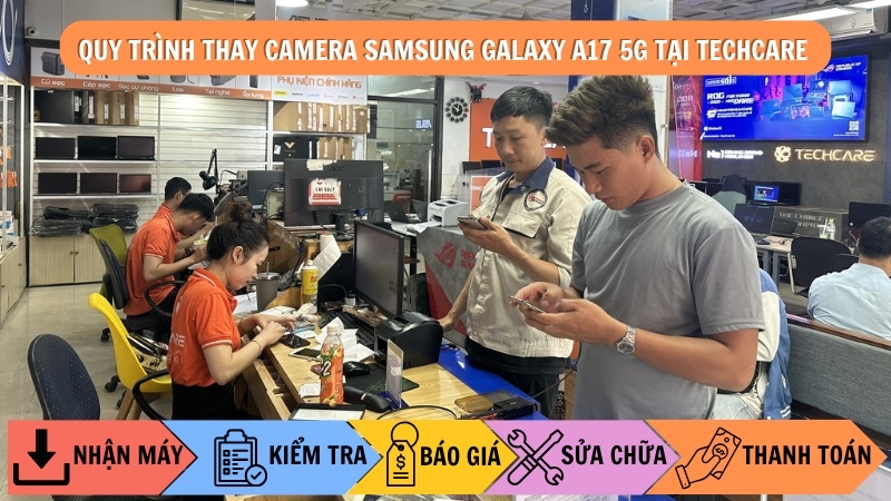Quy trình thay camera Samsung Galaxy A17 5G tại Techcare Quy trình thay camera Samsung Galaxy A17 5G tại Techcare