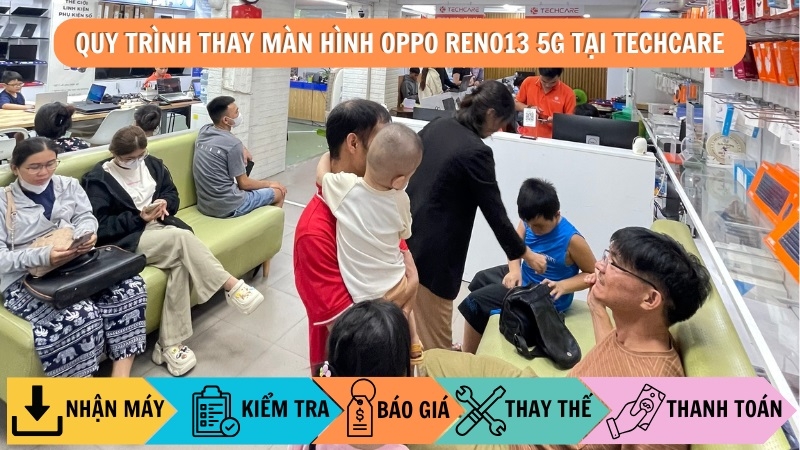 Quy trình thay màn hình Oppo Reno13 5G chuyên nghiệp tại Techcare