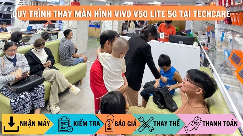 Quy trình thay màn hình Vivo V50 Lite 5G tại Techcare Quy trình thay màn hình Vivo V50 Lite 5G tại Techcare
