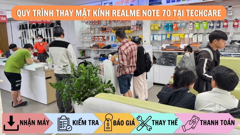 Quy trình thay mặt kính Realme Note 70 tại Techcare