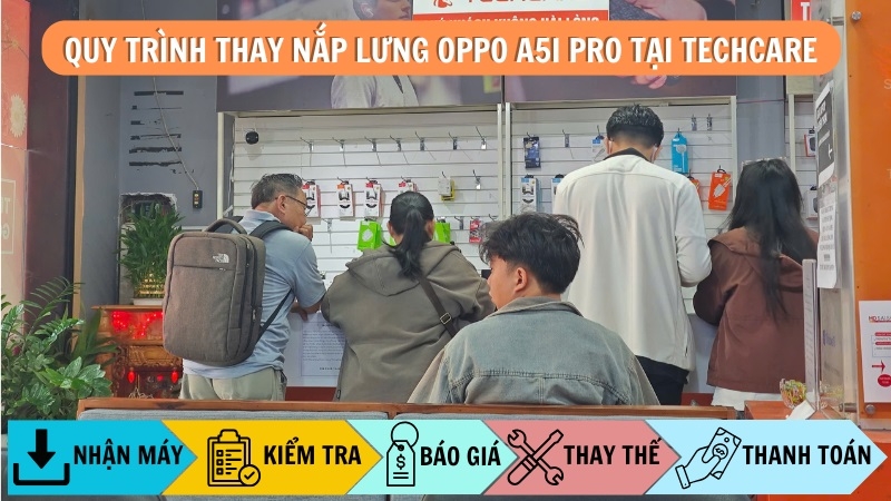 Quy trình thay nắp lưng OPPO A5i Pro tại Techcare