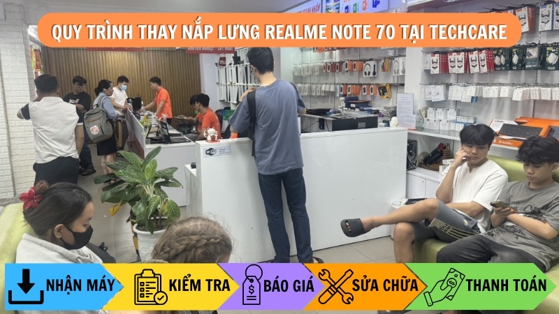 Quy trình thay nắp lưng Realme Note 70 tại Techcare Quy trình thay nắp lưng Realme Note 70 tại Techcare