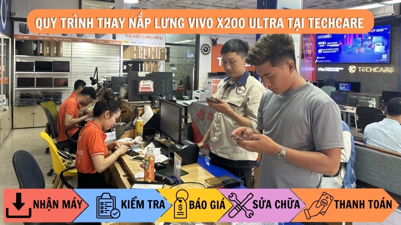 Quy trình thay nắp lưng Vivo X200 Ultra tại Techcare Quy trình thay nắp lưng Vivo X200 Ultra tại Techcare