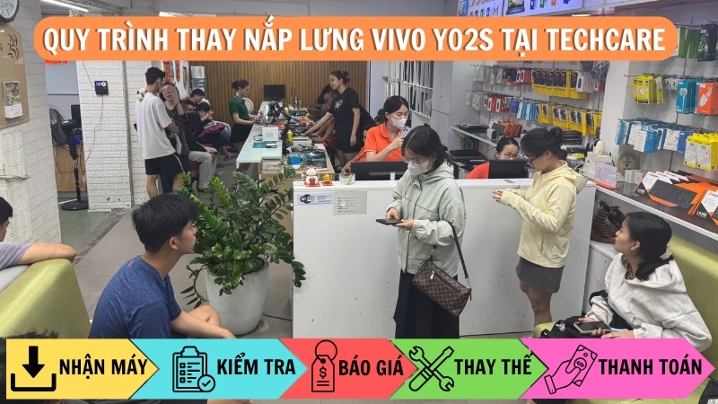 Quy trình thay nắp lưng Vivo Y02s chuyên nghiệp tại Techcare Quy trình thay nắp lưng Vivo Y02s chuyên nghiệp tại Techcare