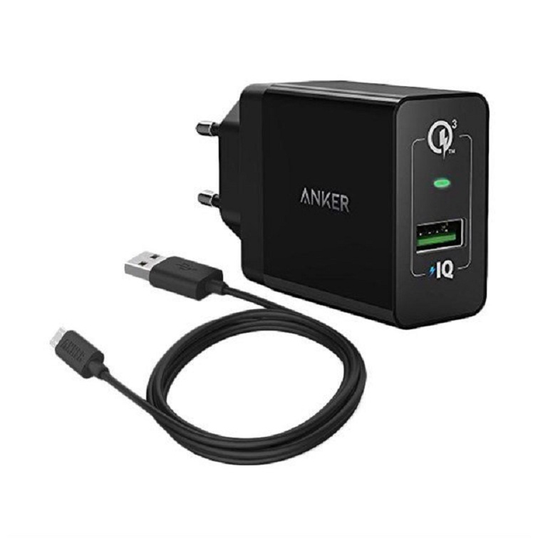 Sạc Anker 1 cổng 18W Quick Charge 3.0, kèm Cáp Micro USB 0.9M