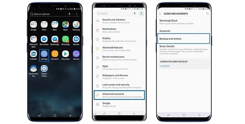 Nhấn nút Backup and restore