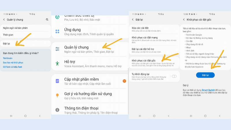 Sao Lưu Rồi Khôi Phục Cài Đặt Gốc