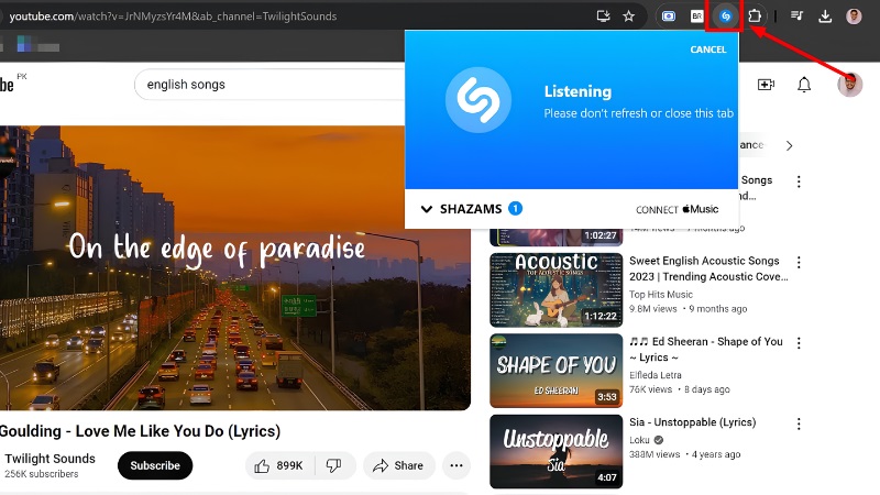 Nhấn biểu tượng Shazam để nhận diện bài hát đang phát Nhấn biểu tượng Shazam để nhận diện bài hát đang phát