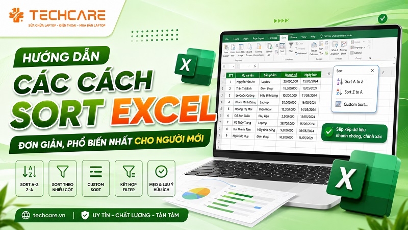 Hướng dẫn các cách Sort Excel đơn giản, phổ biến nhất cho người mới