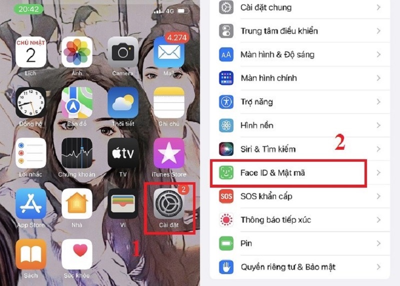 Chọn Face ID và mật mã