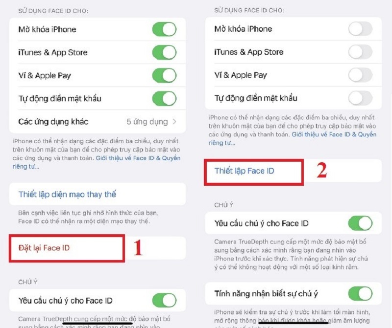 Chọn Cài Face ID