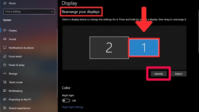 Chọn Extend these displays để dùng 2 màn hình độc lập Win 10 Chọn Extend these displays để dùng 2 màn hình độc lập Win 10