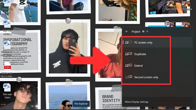 Nhấn vào Identify để Windows hiện số lên từng màn hình Nhấn vào Identify để Windows hiện số lên từng màn hình