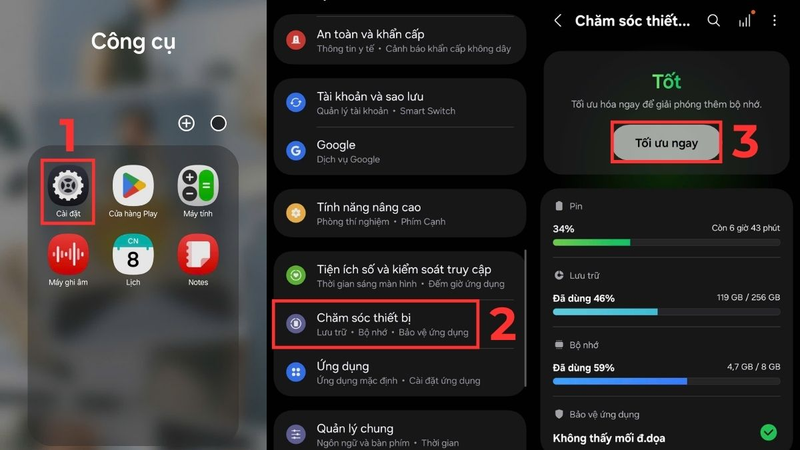 Sử dụng tính năng Chăm sóc thiết bị