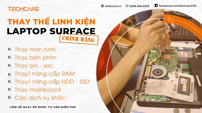 Các dịch vụ sửa chữa laptop Surface uy tín giá rẻ tại Techcare Các dịch vụ sửa chữa laptop Surface uy tín giá rẻ tại Techcare