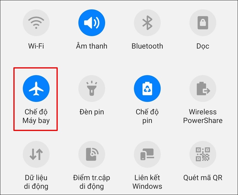 Tắt chế độ máy bay khi xảy ra lỗi gửi tin nhắn trên Samsung