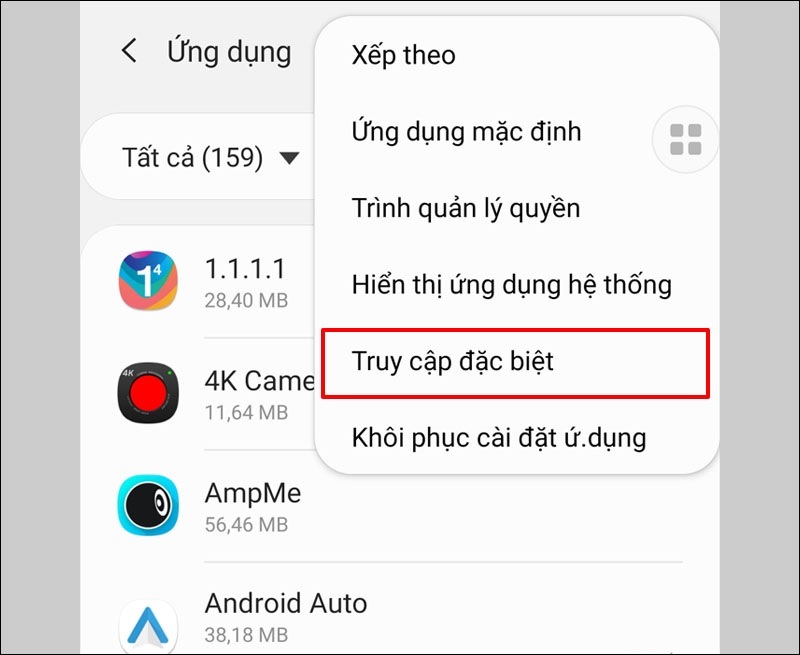 Chọn vào mục Truy cập đặc biệt