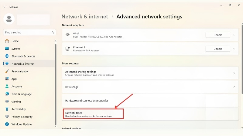 Reset lại cấu hình mạng (Network Reset) bước 2 Reset lại cấu hình mạng (Network Reset) bước 2
