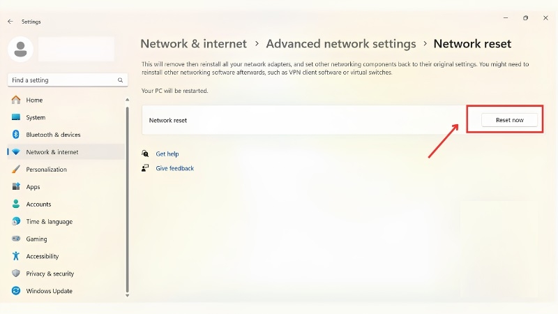 Reset lại cấu hình mạng (Network Reset) bước 3 Reset lại cấu hình mạng (Network Reset) bước 3