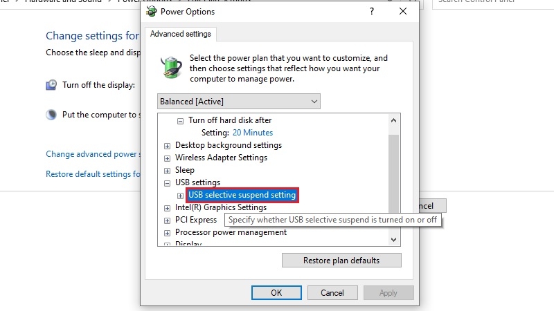 Tắt tính năng USB Selective Suspend bước 4 Tắt tính năng USB Selective Suspend bước 4