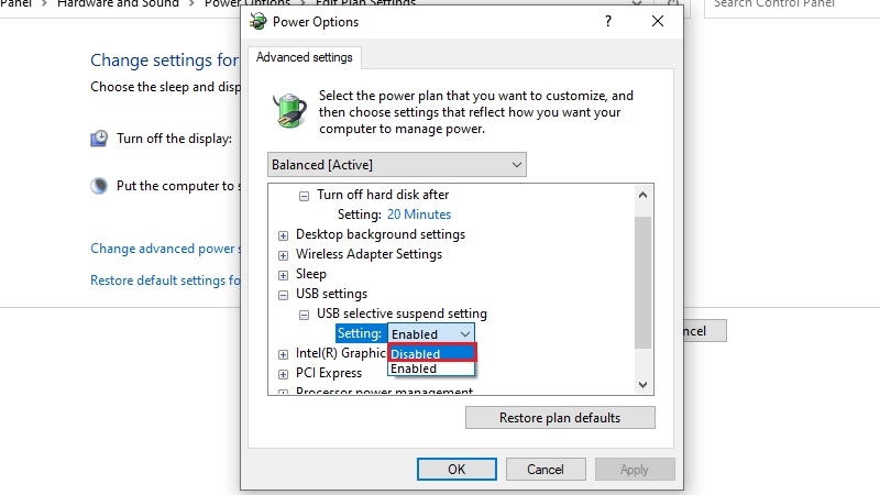 Tắt tính năng USB Selective Suspend bước 5 Tắt tính năng USB Selective Suspend bước 5