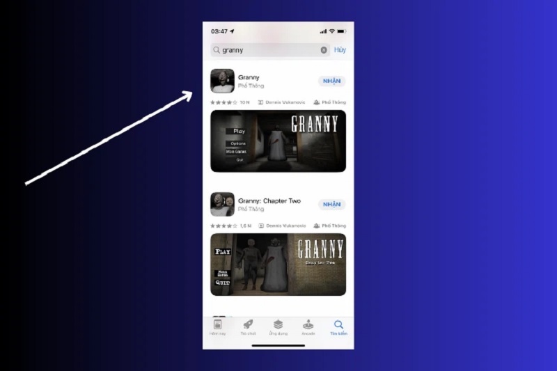 Nhập từ khóa Granny vào khung tìm kiếm