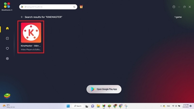 Nhập từ khóa KineMaster vào thanh tìm kiếm