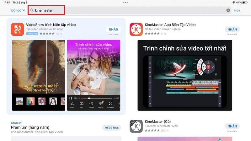 Tìm kiếm từ khóa KineMaster