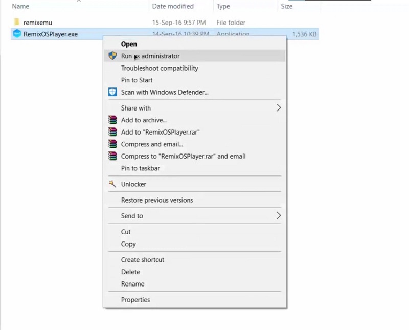 Chạy tệp RemixOSPlayer.exe