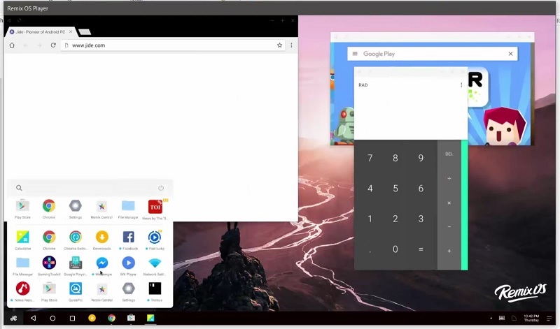 Giao diện phần mềm Remix OS sau khi thiết lập hoàn tất