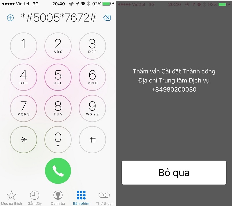 Cập nhật lại số dịch vụ của nhà mạng