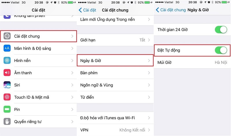 Định dạng lại ngày, giờ và vùng