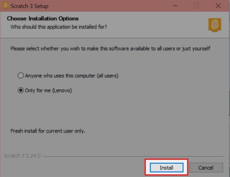 Nhấn nút Install
