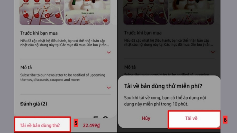Tải theme miễn phí và có phí trên Galaxy Store