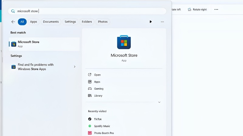 Mở Microsoft Store từ menu Start trên Windows Mở Microsoft Store từ menu Start trên Windows