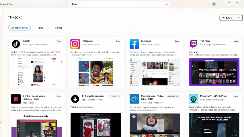 Tìm kiếm TikTok trong Microsoft Store Tìm kiếm TikTok trong Microsoft Store
