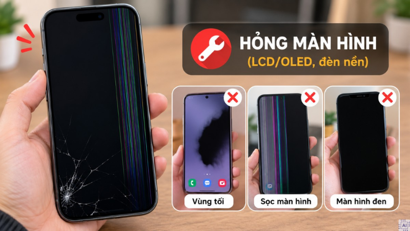 Tấm nền màn hình (LCDOLED) bị hỏng