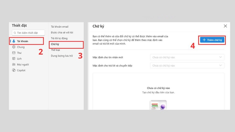 Tạo chữ ký trên Outlook web bước 2 Tạo chữ ký trên Outlook web bước 2