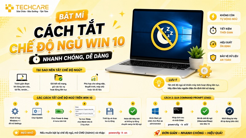 Bật mí cách tắt chế độ ngủ Win 10 nhanh chóng, dễ dàng