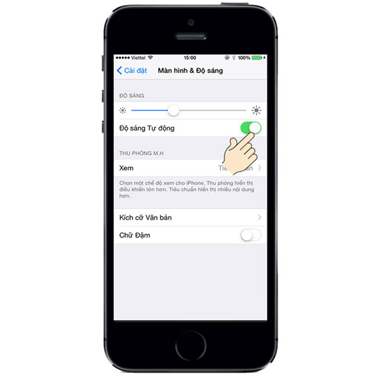 tắt chế độ tự động sáng màn hình