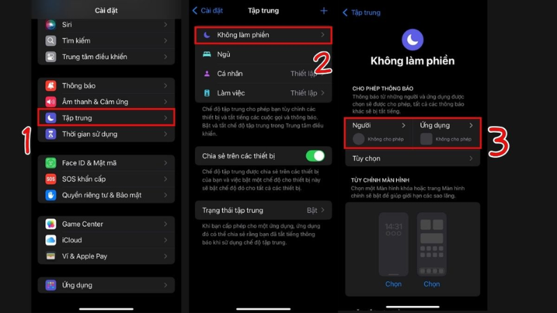Tắt Không làm phiền