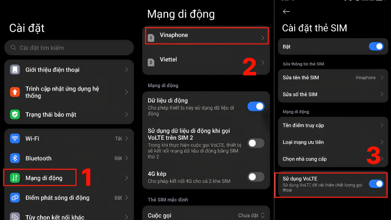 Tắt VoLTE Qua Mục Cài Đặt