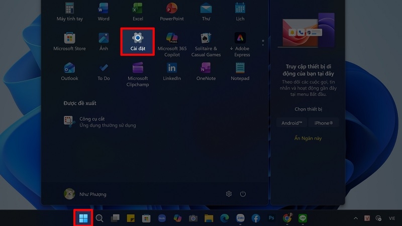 Mở Settings Windows 11 bằng tổ hợp phím Windows + I Mở Settings Windows 11 bằng tổ hợp phím Windows + I